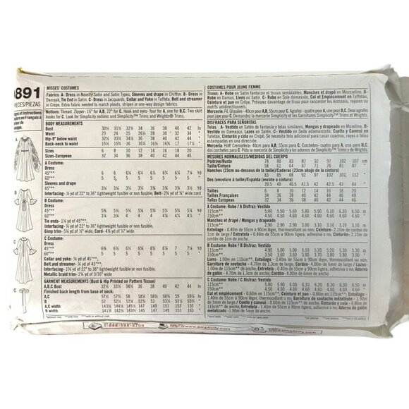 Simplicity 9891 Misses Medieval Dress Costume Sewing Pattern Size 6-12 Cosplay - Picture 2 of 4